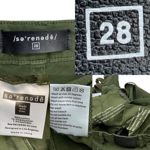 Serenede Holy Pothos Jeans 28 Green Olive Green Skinny Straps Mid Rise Punk - Picture 5 of 12